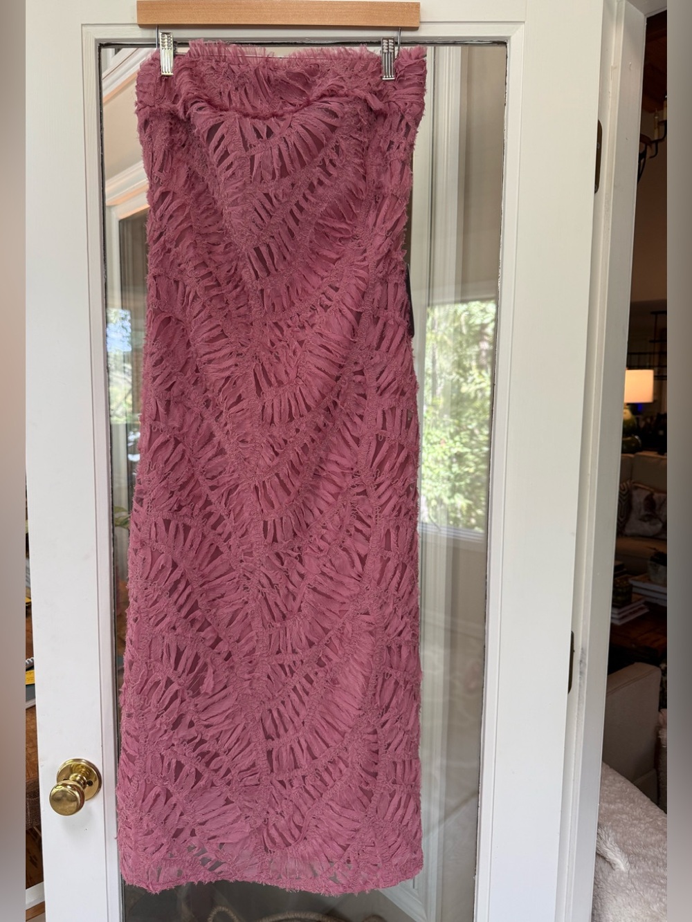 NWT Adelyn Rae Strapless Lace Maxi Dress in Dusty Mauve NORDSTROM Wedding guest